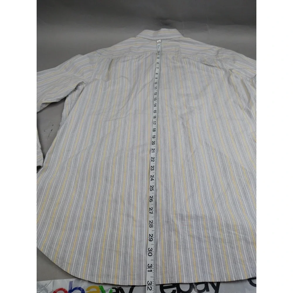 Banana Republic Classic Fit Men's 16-16.5 Large Yellow Gray Stripe Shirt‎